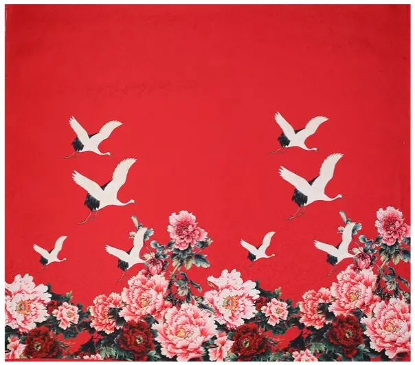 115X140cm французский краны красный пион полиэстер парча жаккардовая ткань для