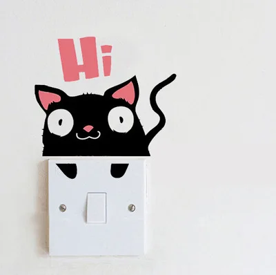 Kimtime Lovely cat Switch stickers for Wall decor Bike refrigerator laptop car Removable Waterproof | Игрушки и хобби