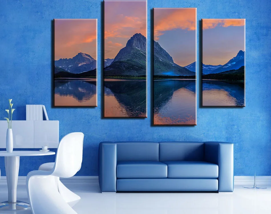 

Decoracion Canvas Wall Art Painting For Home Decoration 4pane Lake Natural Scene Pictures No Frame