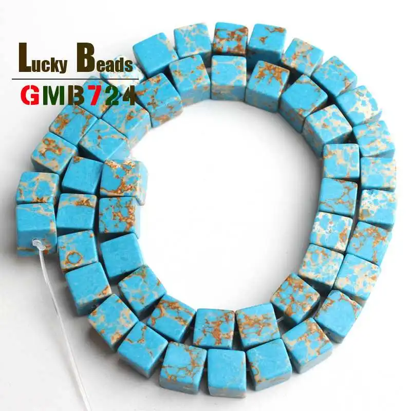 Light Blue 8*8 мм Морской осадок/Магнезит/бирюза разделитель бусины натуральный квадратный камень шарик для самостоятельного изготовления ювелирных изделий браслет ожерелье 15 дюймов - Цвет: Light Blue