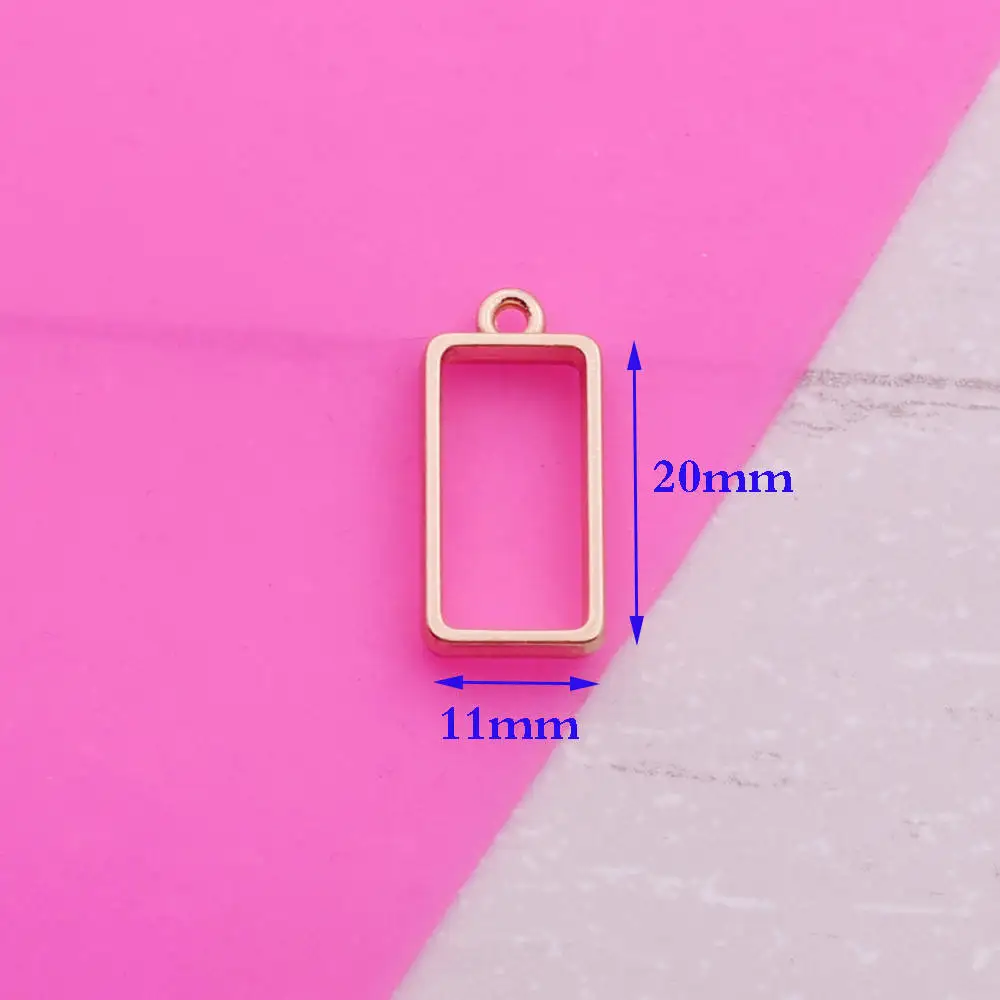 Rectangle KC gold 5 шт. полые Пустые Подвески рамка ювелирных изделий ручной работы ремесло плавающий медальон прямоугольник треугольные кленовый лист полосы падение - Цвет: Rectangle KC gold