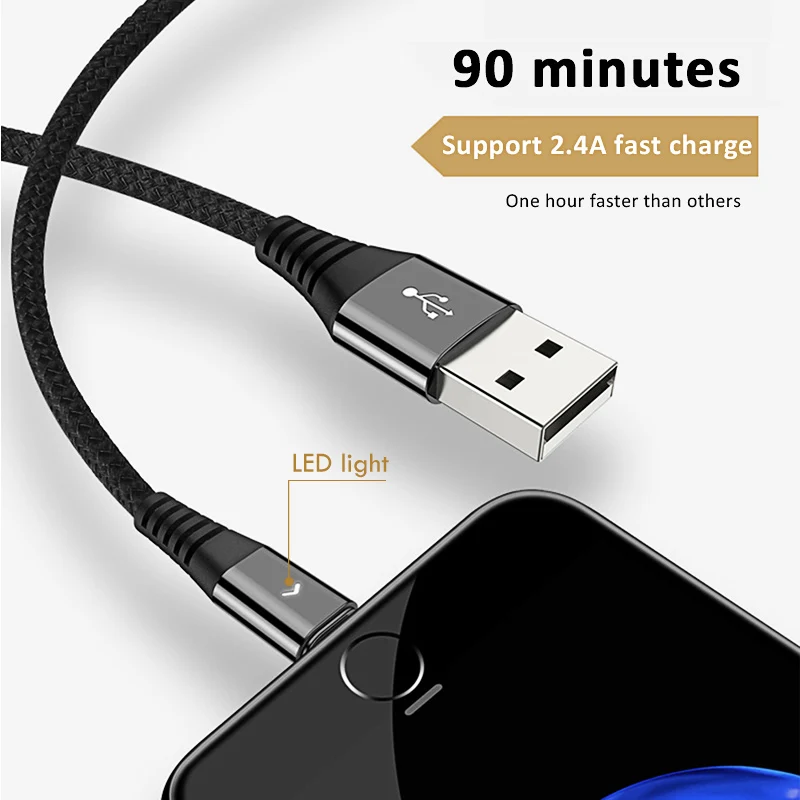 ! ACCEZZ нейлоновый осветительный кабель для iPhone X 7 Plus XR XS Max iPad MiNi 8 контактный USB