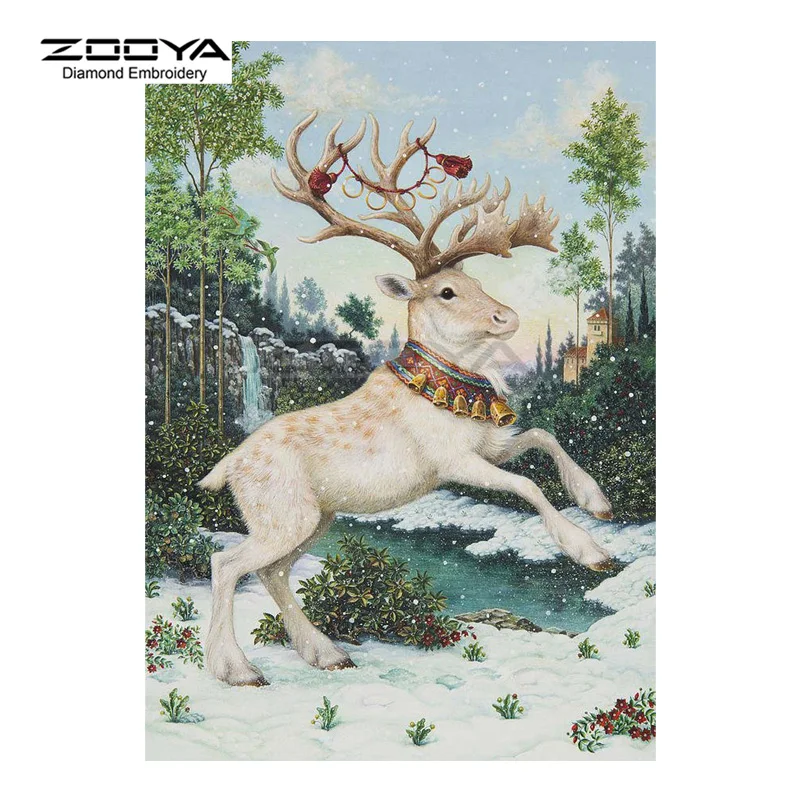 ZOOYA Алмазная вышивка 5D DIY бриллиантовый рисунок Рождество олень снег алмазная