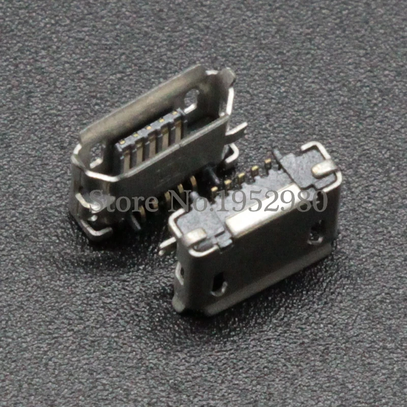 10 шт. разъем Micro USB 5 контактов тип B гнездовой SMT 180 градусов с полями для порта