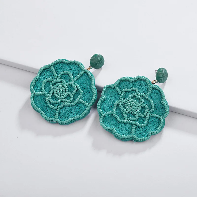 Модные весенние Серьги Bijoux с большим цветком розы мини бисер ювелирное полотно