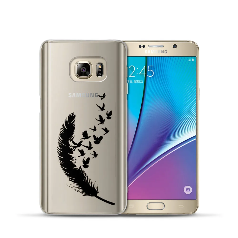Для Samsung Galaxy J3 J5 J7 A5 A3 2017 2016 2015 S6 S7 Edge S8 S9 Plus Coque Cover Capas бабочка перо чехол для