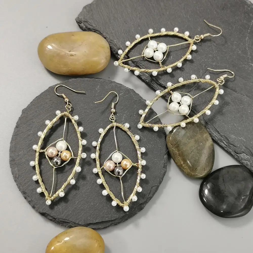MANILAI серьги ручной работы с пресноводным жемчугом женские медные проволочные