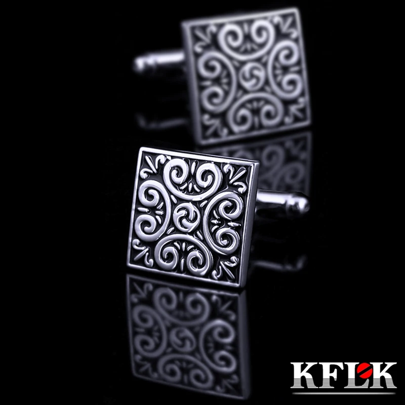 

KFLK Jewelry shirt cufflink for mens Brand Black Retro Cuff link Wholesale Button High Quality Luxury Wedding Male guests