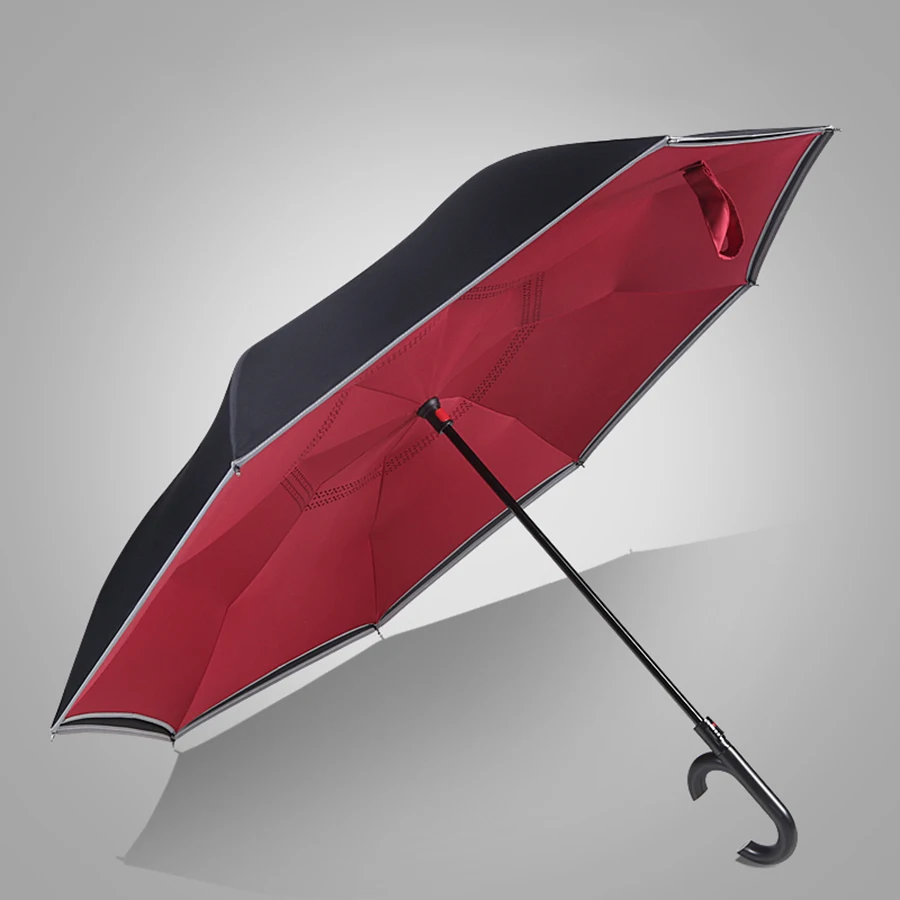 Перевернутый автомобильный зонт портативный двухслойный зонтик дождевик для