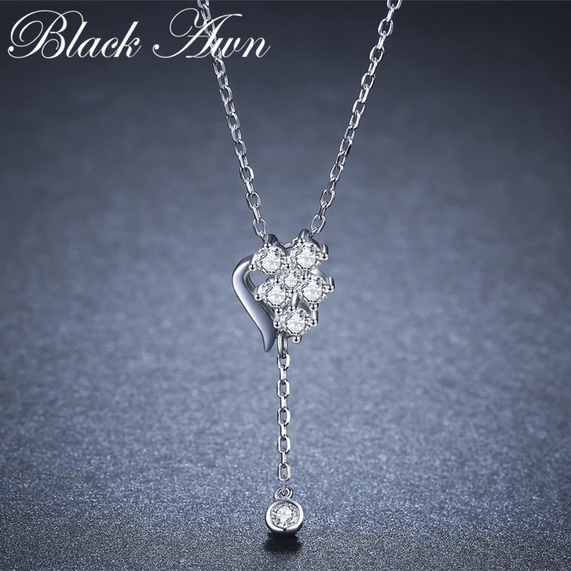 Женское ожерелье с подвеской BLACK AWN из стерлингового серебра 925 пробы сердечком K020