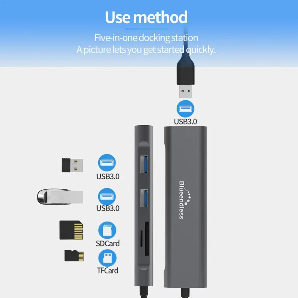 Для Blueendless 5-в-1 концентратор USB/TYPE-C многофункциональная док-станция USB3.0 TF слот для карты SD 5Gbp/s конвертер коэффициент расширения концентратор