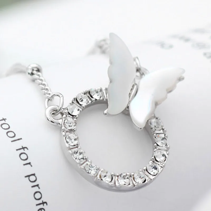 Neoglory в виде ракушки круглые стразы Бабочка ожерелья и подвески ювелирное изделие