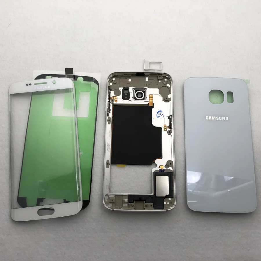 Для Samsung Galaxy S6 G920 G920F G925F G9200 задняя крышка батарейного отсека Передняя средняя рамка Edge G925 полный корпус