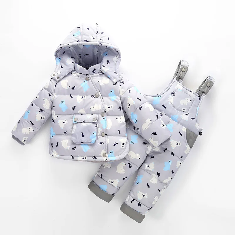 Winter Children Clothing Set Russia Baby Girl Snow Suit Sets Boy's Outdoor Sport Kids Down Coats Jackets+trousers-30degree