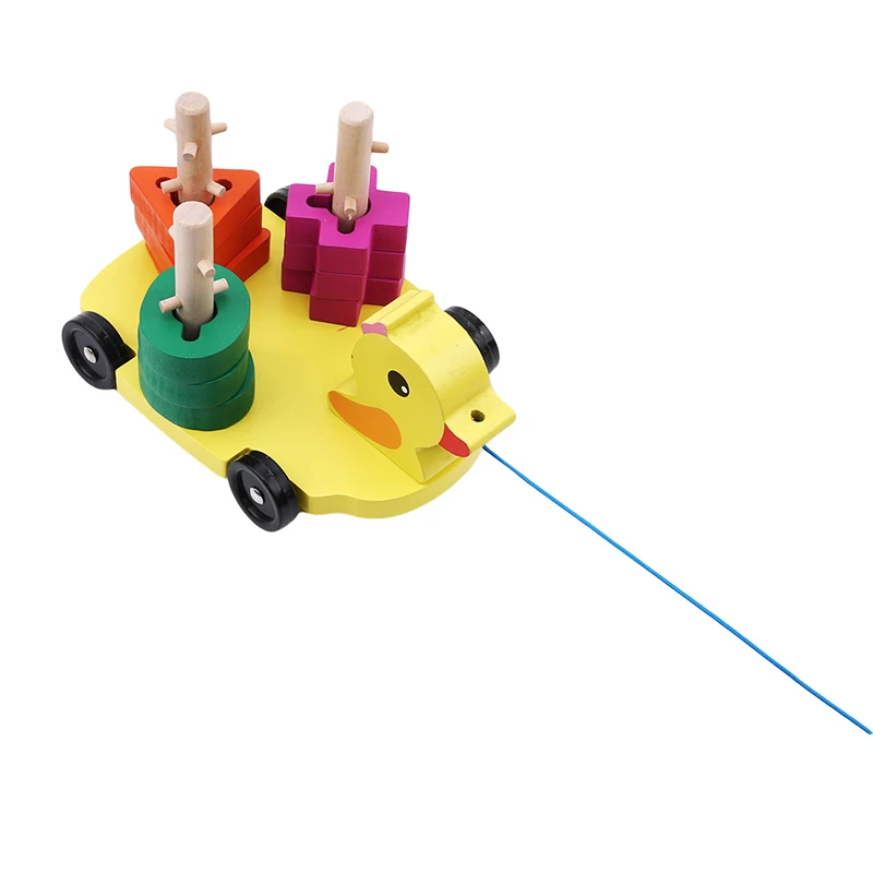 Creative Wooden Block Plate Toy Duck Pull Carriage Cannula Pillar Vehicle Fun Funny Gadgets Novelty Interesting Toys | Игрушки и хобби