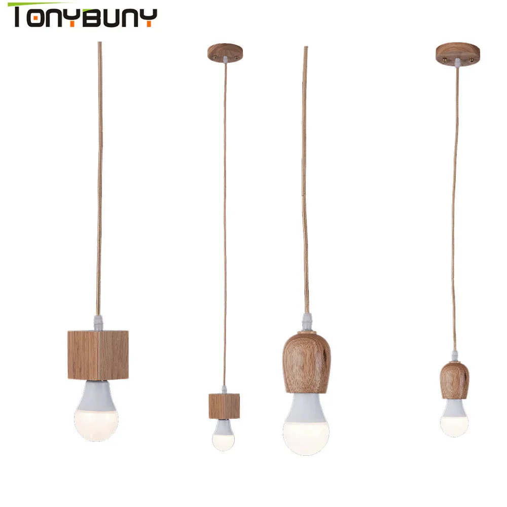 Современный деревянный светодиодный подвесной светильник E27 с держателем 7 Вт 9 5