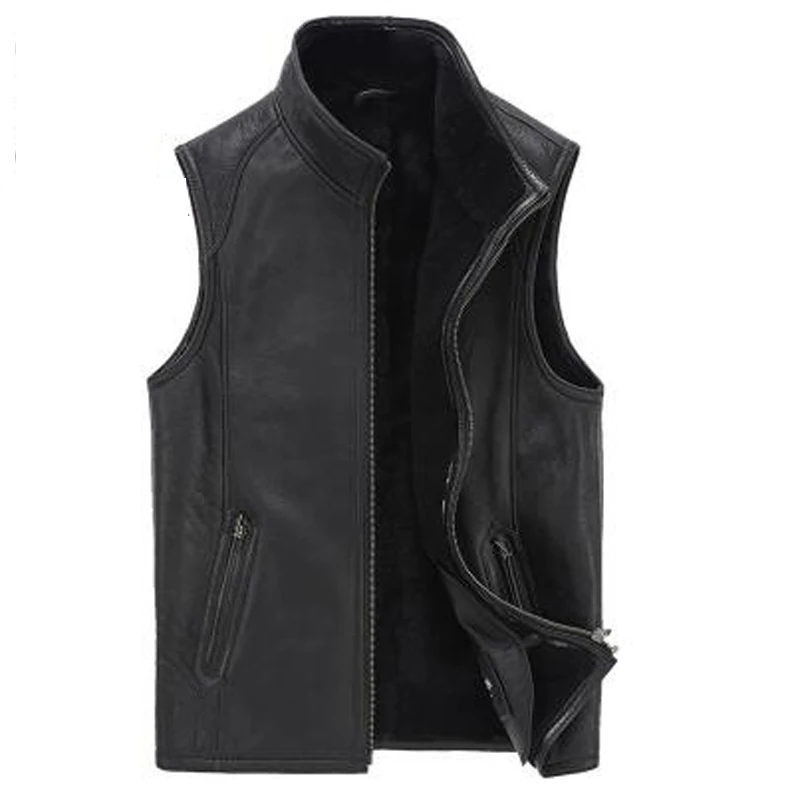 Бесплатная доставка Мех животных одна часть кожаная одежда мужской жилет осень и