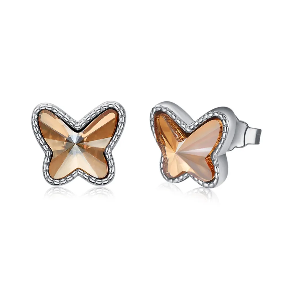 Panda100 подарочные серьги гвоздики для женщин S925 Серебряные с кристаллами