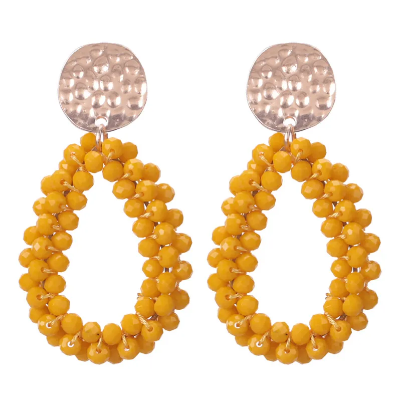 Yellow Sehuoran Aretes Висячие серьги для женщин хрустальные бусины висячие серьги массивные серьги большие Oorbellen модные ювелирные изделия брендовые серьги - Окраска металла: Yellow