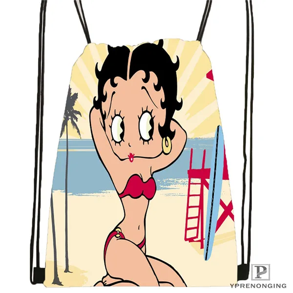 Drawstring Backpack Изготовленная на заказ Betty Boop походная сумка на шнурке для мужчин и женщин милый рюкзак для детей(черная спинка) 31x40 см#180531-01-44 - Цвет: Drawstring Backpack