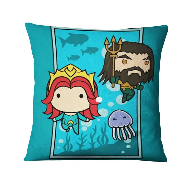 Тонкая льняная наволочка с мультипликационным рисунком Aquaman декоративные