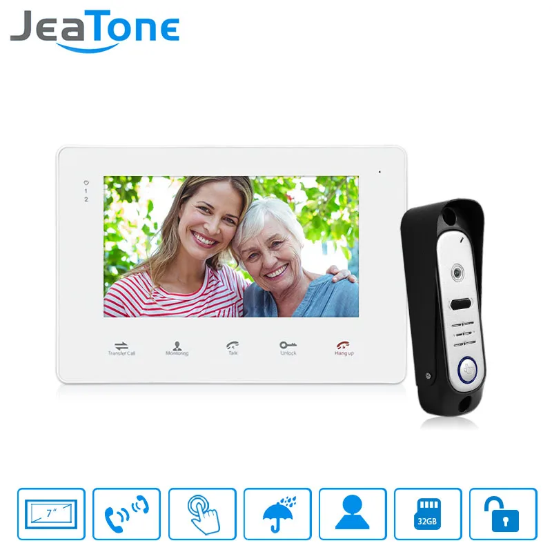 Jeatone 7 &quotдюймов Дверные звонки Камера дверь домофон Системы Hands Free indoor Мониторы и