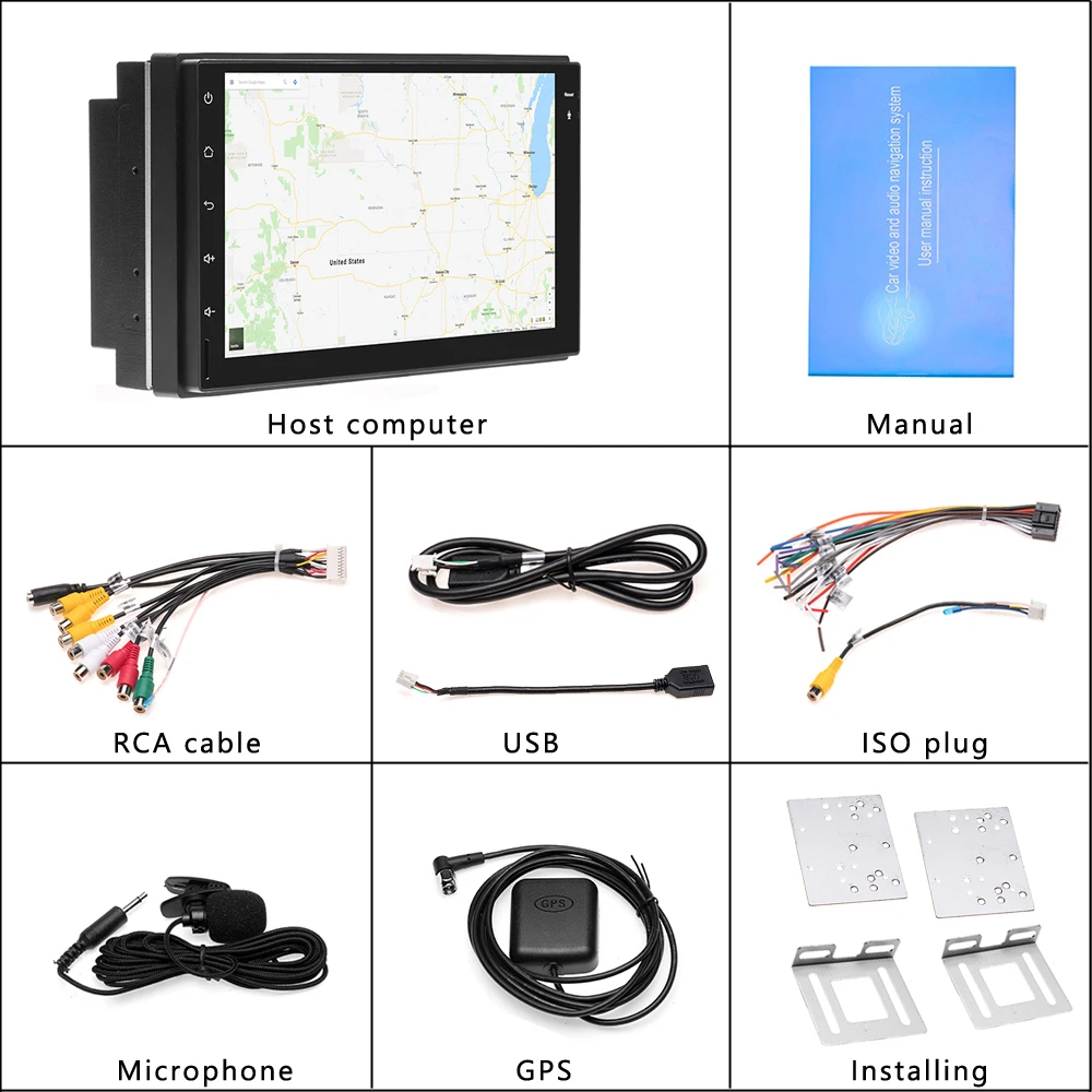 Podofo Универсальный 2 Din Android 7 1 сенсорный автомобильный Радио плеер gps навигация WiFi