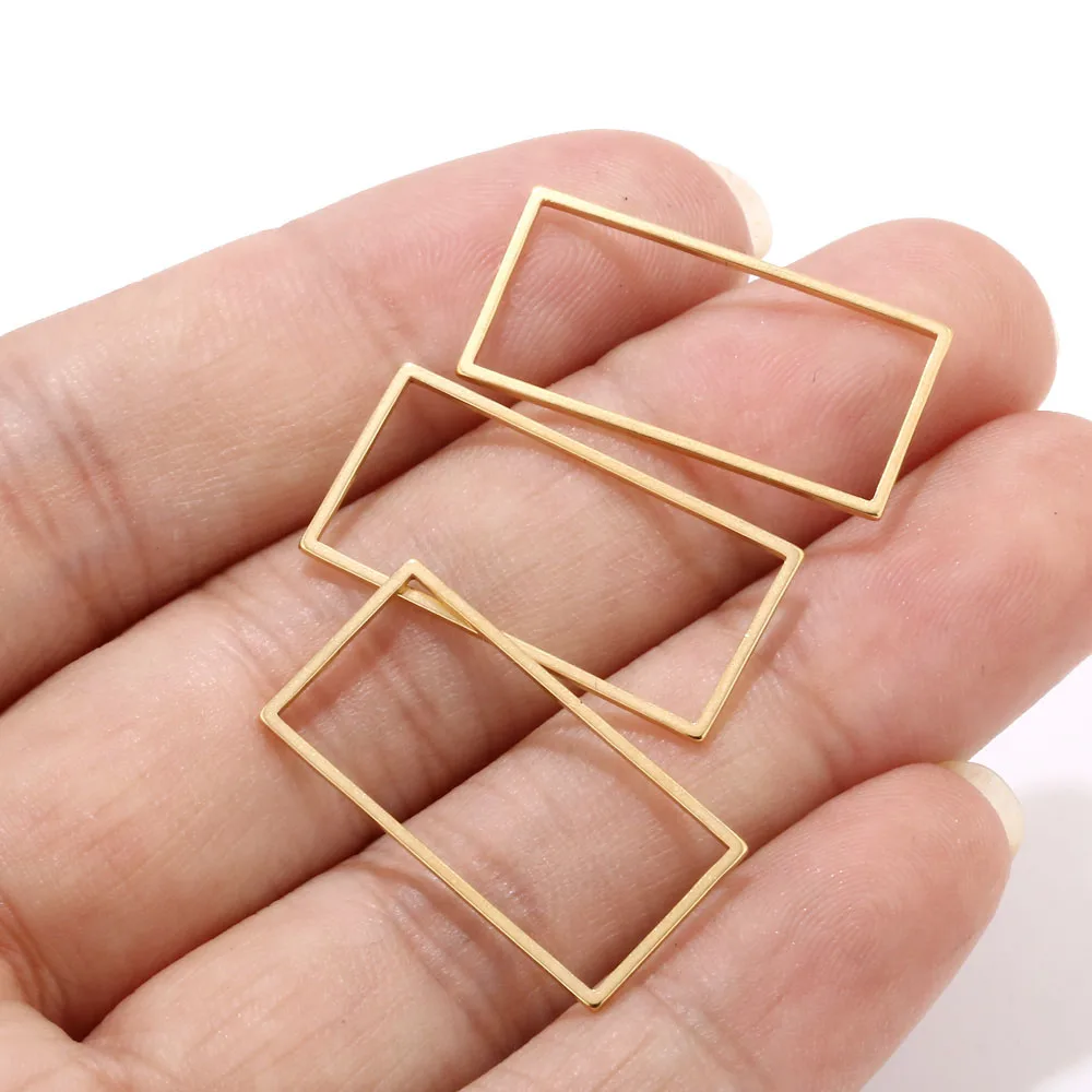 Gold Rectangle Очаровательные соединители из нержавеющей стали для изготовления ювелирных изделий серьги гипоаллергенные бесшовные звенья - Цвет: Gold Rectangle