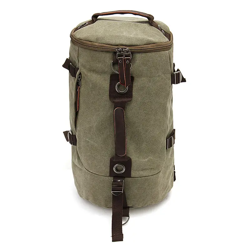 Dark Army Green Новинка, Мужской винтажный рюкзак из коричневой ткани, спортивная сумка на плечо для кемпинга, спортивная сумка - Цвет: Dark Army Green