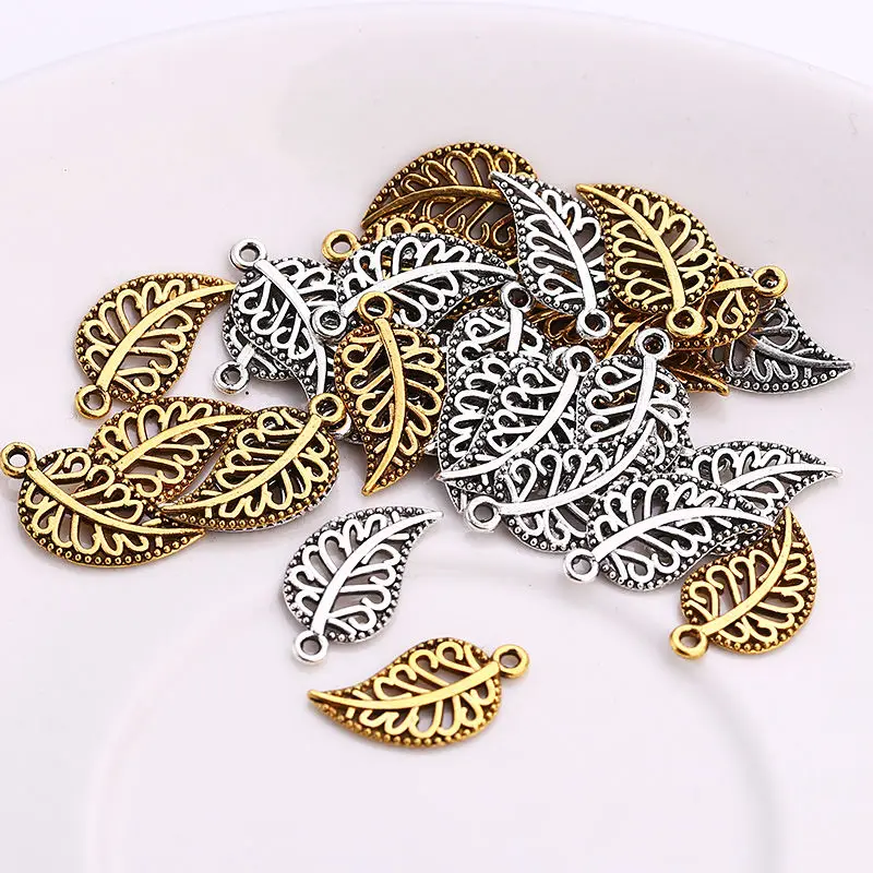 2 цвета металлические маленькие подвески в форме листьев для самостоятельного