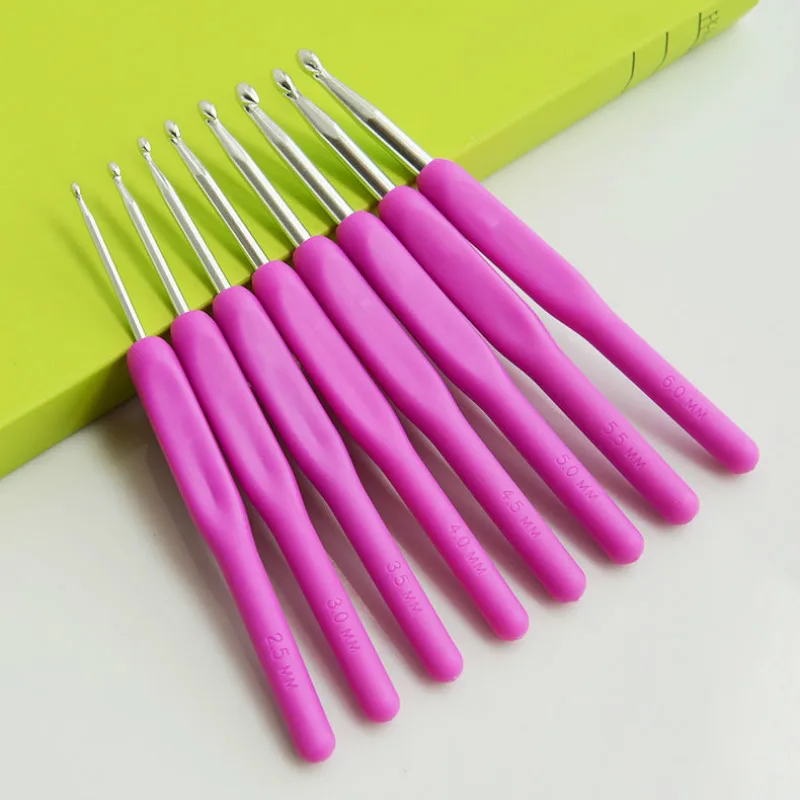 Набор спиц для вязания крючком из мягкого силикона 8 шт.|aluminium crochet hook set|aluminium