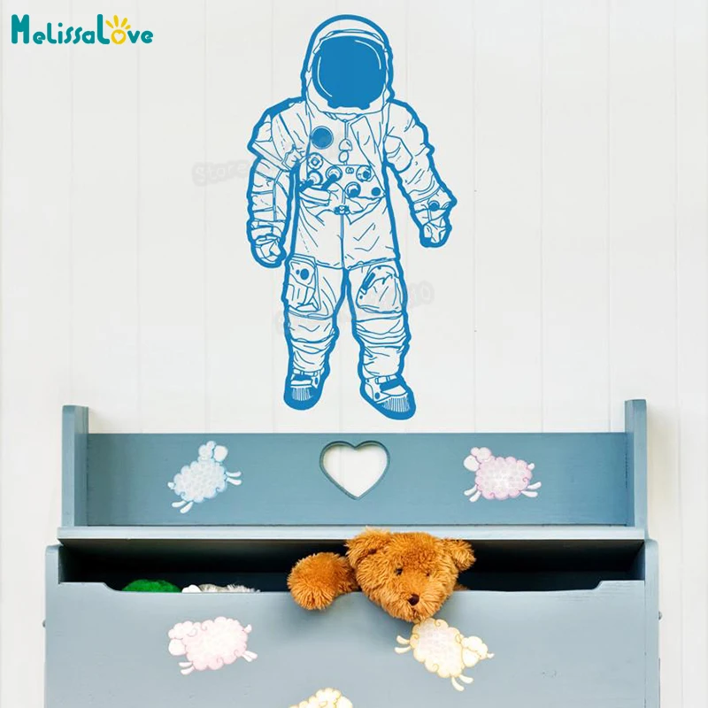 Новый дизайн детская Наклейка на стену крутой астронавт для детской комнаты 3d