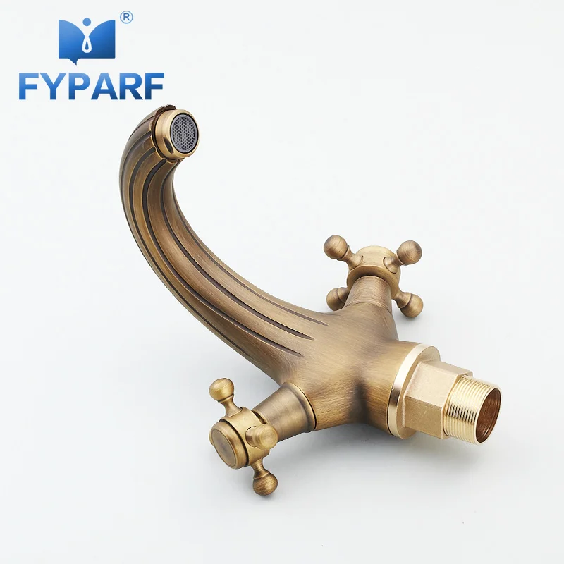 

FYPARF Bathroom Faucet Dual Holder Brass Bathroom Water Tap Cold and Hot Bathroom Basin Tap Set Vintage Single Tap Faucet B1060