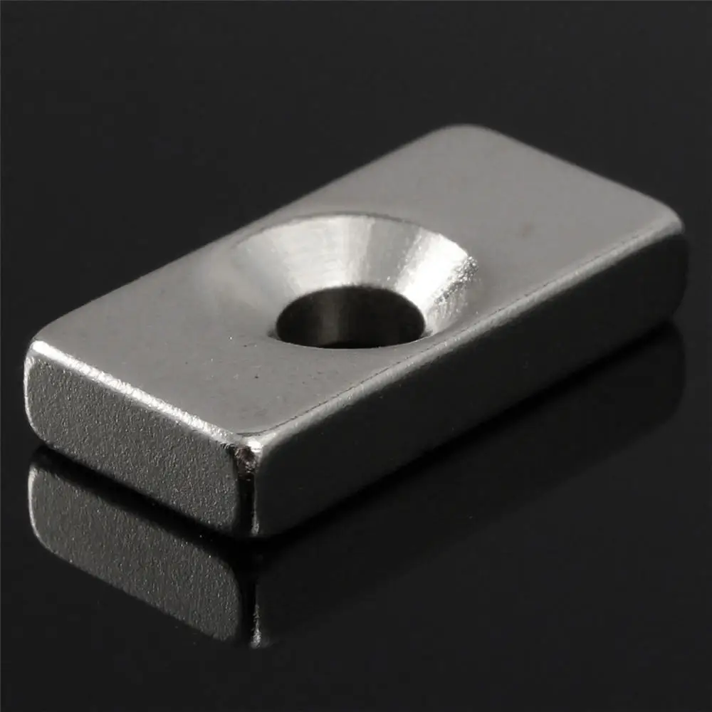 AETool 20 X 10 X 3mm 4mm Hole N52 Strong Rare Earth Ring Block Neodymium Magnet Strip Super Powerful Strong Magnets for Craft