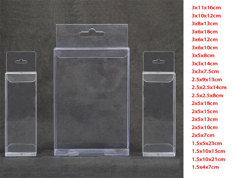 Прозрачные пластиковые коробки из ПВХ 50 шт. с отверстием для подвешивания