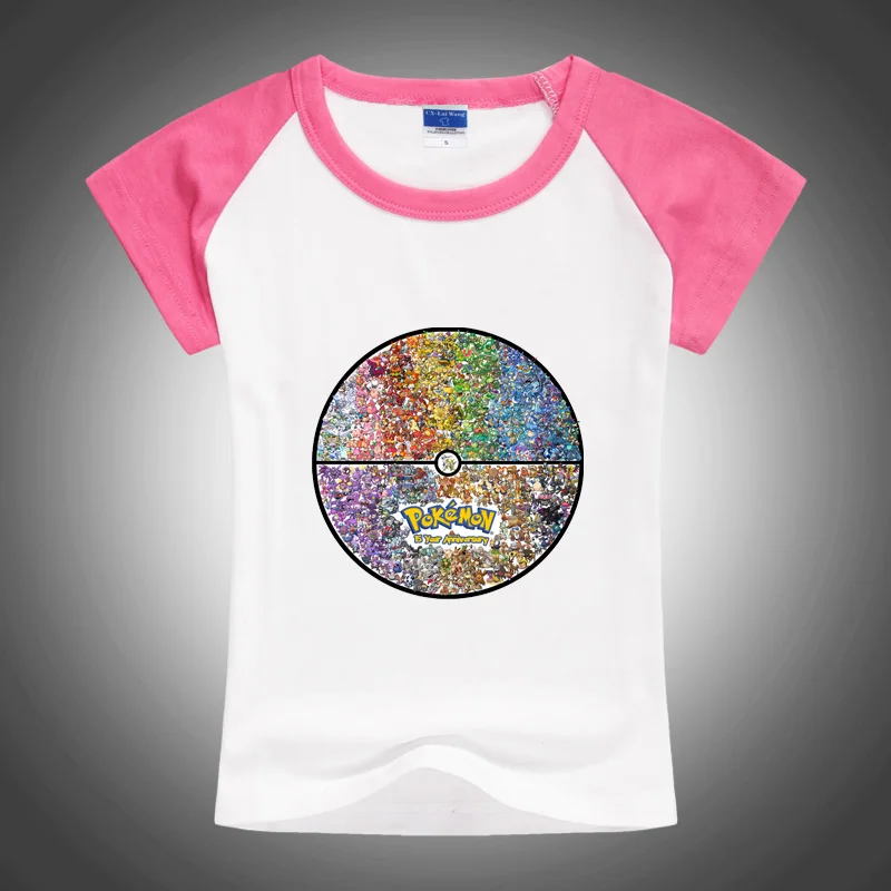 2016 Новый Аниме Мультфильм Покемон Пикачу Супер ПИЩУХА Дети Футболка С Коротким