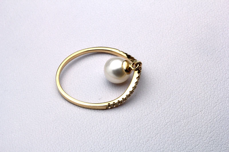 Подлинная 18K массивная, желтая, Золотая жемчужина кольца Akoya круглый натуральный, женское Ювелирное Украшение в подарок на день рождения обручальное Золотое кольцо