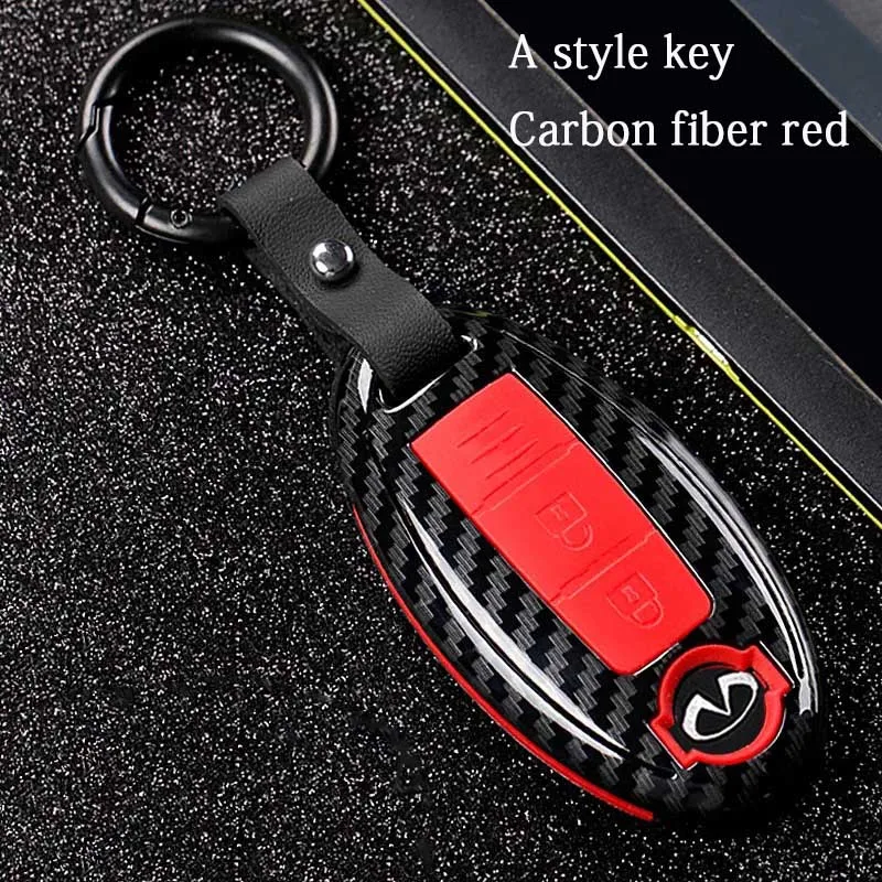 A Carbon fiber red Автомобильные аксессуары для Infiniti Q50L QX50 QX60 QX70L QX80 эсквайр ключ сумка крышка ABS украшения защита ключ чехол для автомобиля - Название цвета: A Carbon fiber red