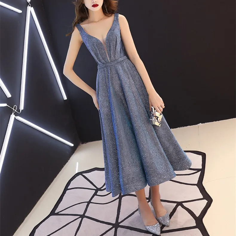 Мода 2019 новое вечернее платье без рукавов с глубоким v образным вырезом женское
