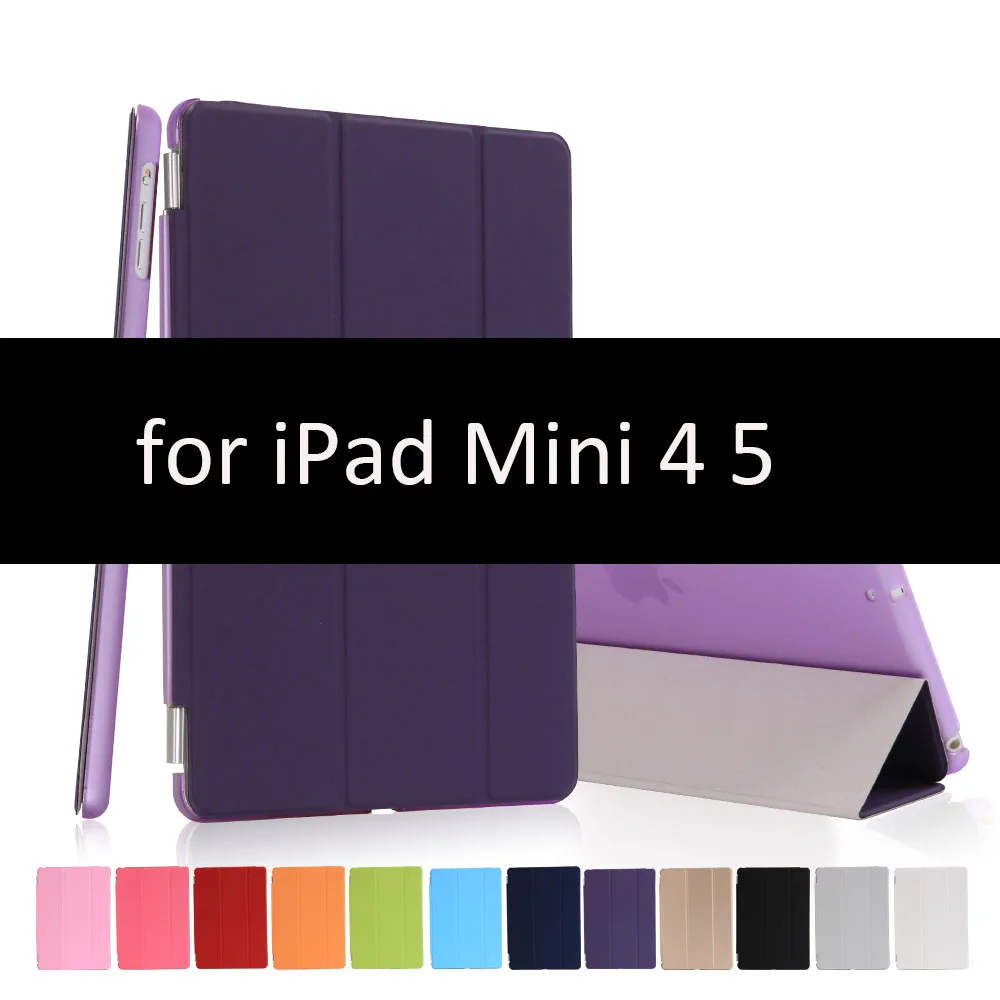 Чехол для for IPad Mini 1/2/3, golp 2 в 1 идеально подходит Магнитный искусственная кожа Smart Cover ПК прозрачный чехол для for IPad Mini 1/ 2/3 - Цвет: Purple-45