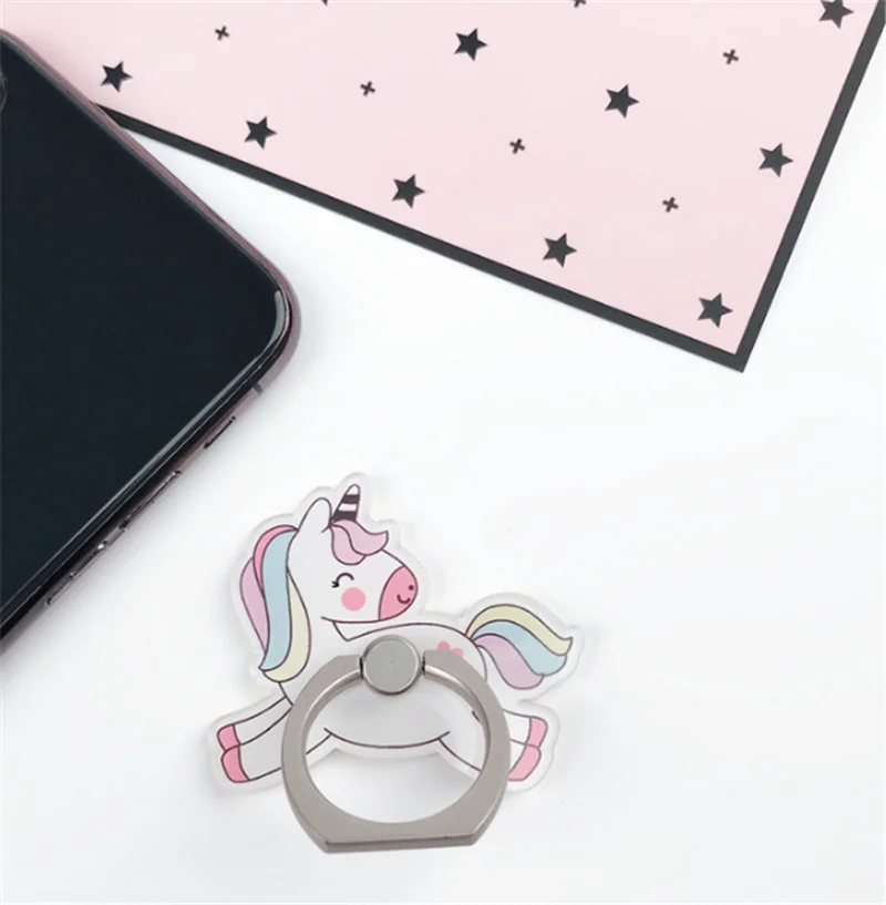 D New Arrival Mobile Phone Holder Metal Finger Ring Holder Rainbow Unicorn Phone Ring Holder Cartoon Phone Stand Support - Цвет: D