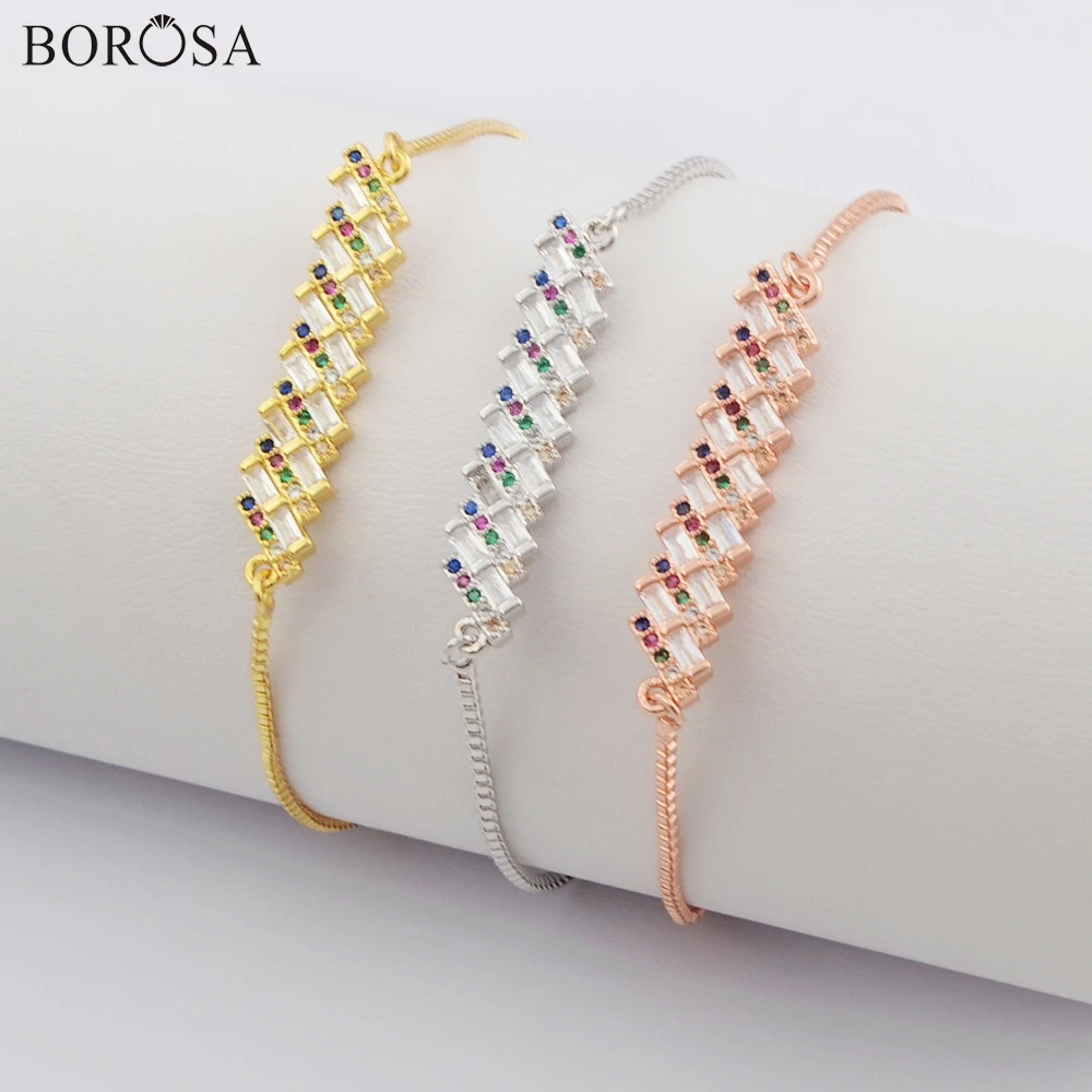 

BOROSA 10/20 шт. 10 дюймов металлические барные CZ с креплением микро-паве разноцветные Соединительные элементы регулируемый браслет с шармами юве...