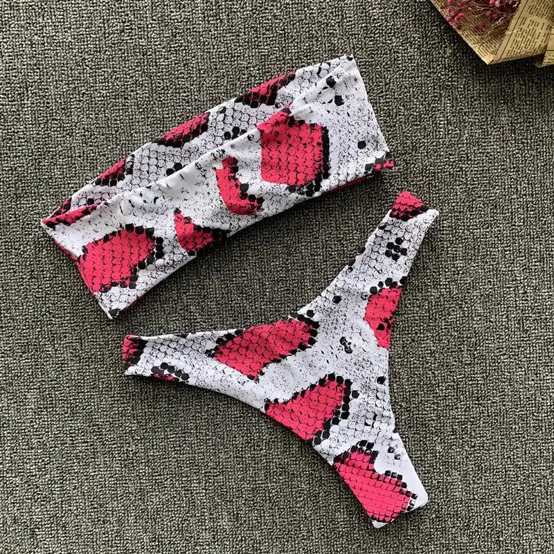 Misswim сексуальное бикини из змеиной кожи 2019 бандо Топ Купальники для женщин с
