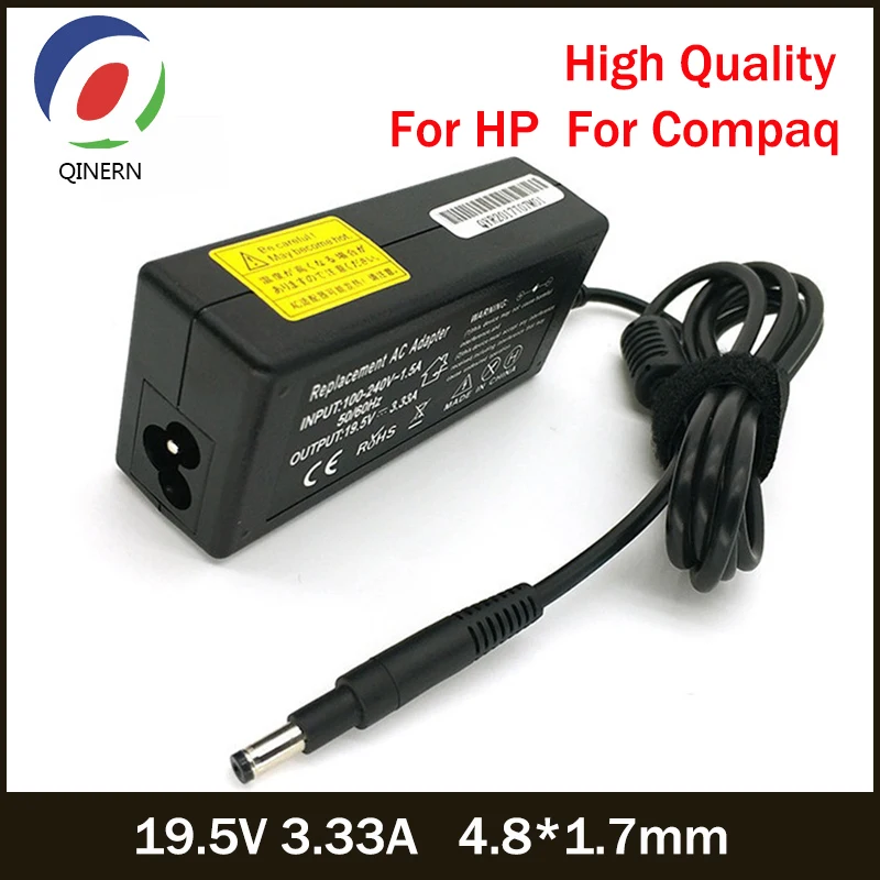 QINERN 19 5 V 3.33A 65W 4 8*1 7mm AC зарядное устройство для ноутбука HP Compaq 6720s 510 620 G3000 адаптер