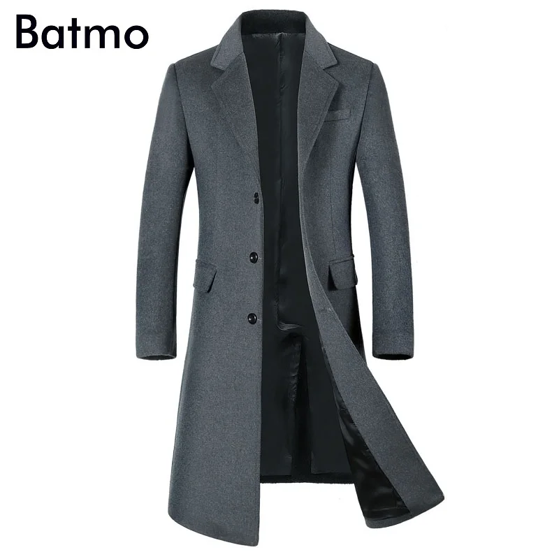 Batmo 2018 Новое поступление Зима Высокое качество шерсти мужской Однобортный серый