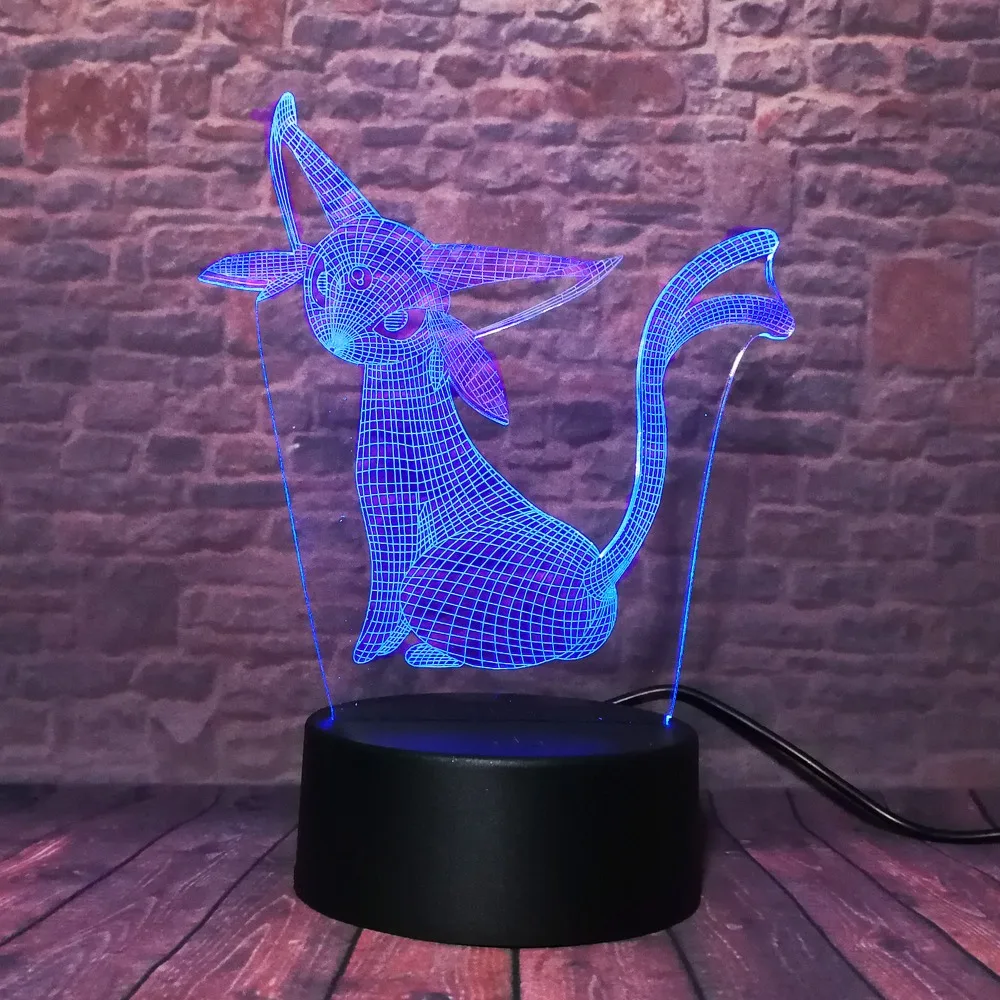 Новый аниме 3D Покемон го фигурку прекрасный Espeon 7 цветов ночник Хэллоуин дети