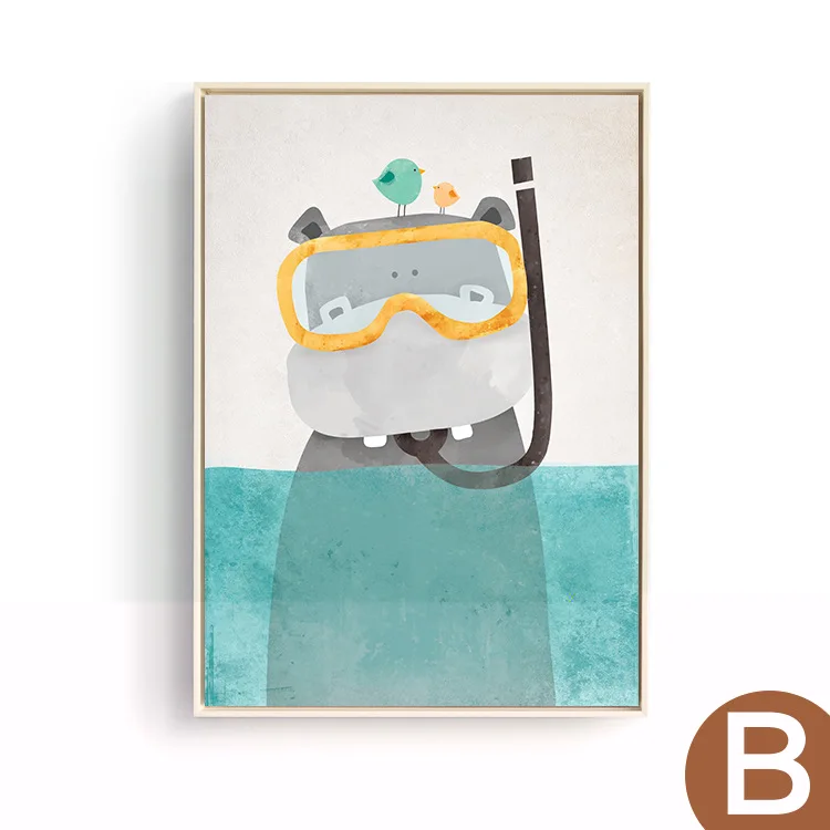 Современный кавайный Северный Животные медведь Бегемот Пингвины картина