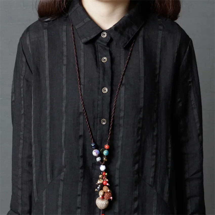 Женское винтажное платье рубашка средней длины тонкое свободное из хлопка и льна