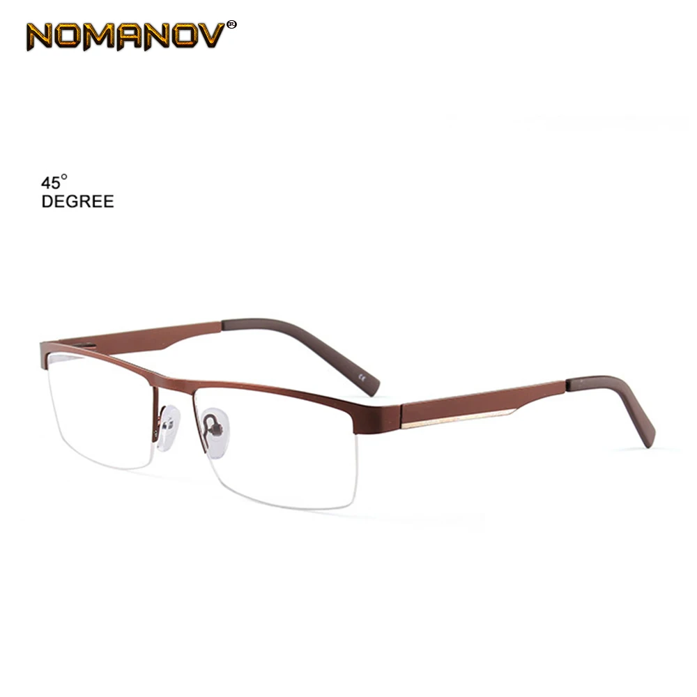 

Business Semi Rimless Titanium Alloy Frame Custom Made Prescription Glasses Photochromic Grey/ Brown Myopia Near-sighted