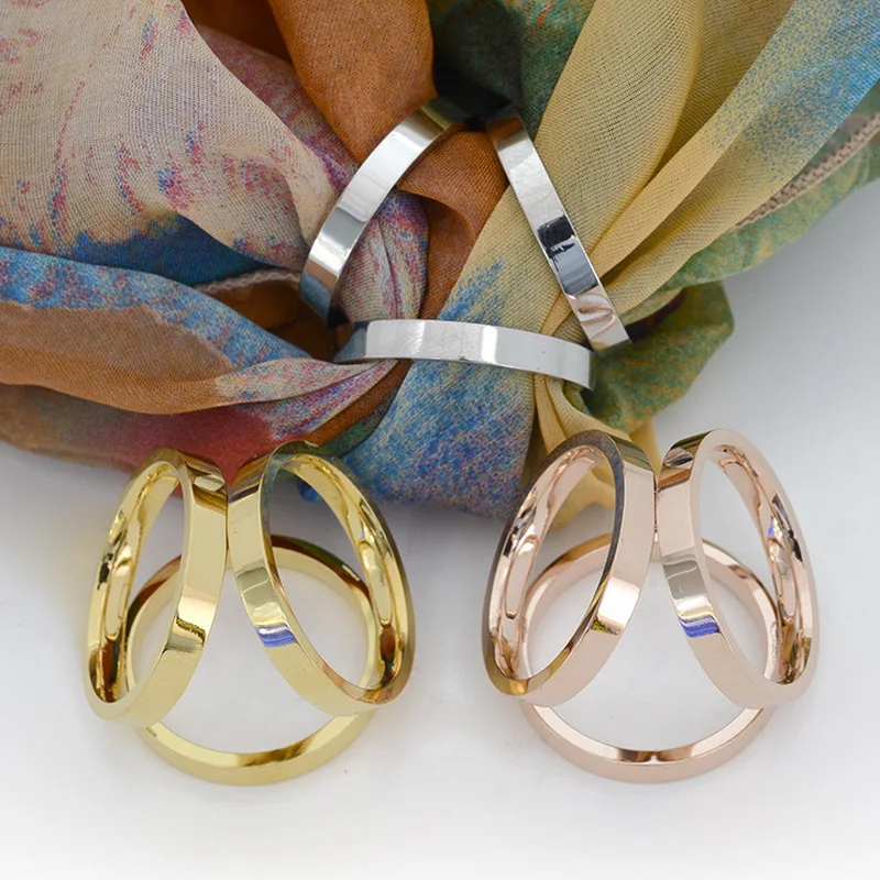 Титановая нержавеющая сталь 3 кольцевая полоса броши для пряжки зажим шали Броши